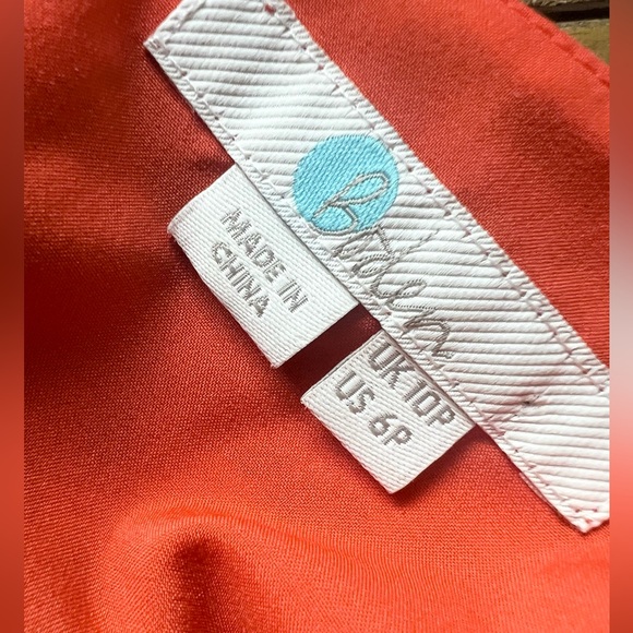 Boden Ingrid Orange Speckled Midi Dress Long Sleeve Viscose Chiffon Sz 6 Petite - Picture 11 of 14